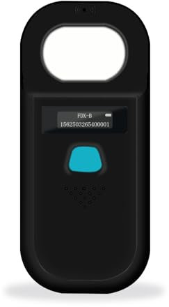 Smoostart Haustier Mikrochipscann, Tierchip Lesegerät Chipleser Hunde Chip Scanner Katze ISO11784/(85) FDX-B/EMID Mikrochip Lesegerät für Hunde/Katze 128 Daten Können Gespeichert Werden (W90A Black)