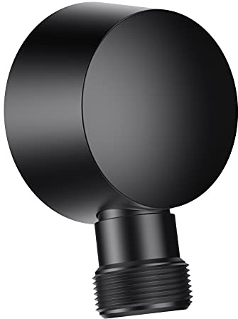 Lavatrum Wall Mounted Supply Elbow, Wall Elbow for Hand Shower, Solid Brass Round Wall Supply Elbow, Check Valve Included (Matte Black)