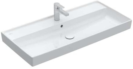 Lavabo con mueble Villeroy & Boch Collaro, 1000 x 470 mm, con rebosadero, sin suelo, 4A33A5, Color: Blanco Piedra, Cerámica Plus