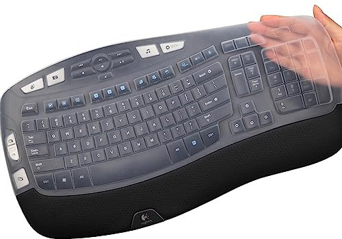 Keyboard Cover for Logitech K350 Wireless Wave Keyboard, Logitech MK570 MK550 Wireless Wave Keyboard, Logitech K350 MK550 MK570 Keyboard Accessories Protective Skin-Clear
