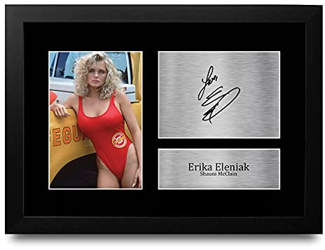 HWC Trading FR A4 Erika Eleniak Baywatch Geschenke Gedruckt Signiert Autogramm Bild Für Fernsehshow Fans - A4 Framed