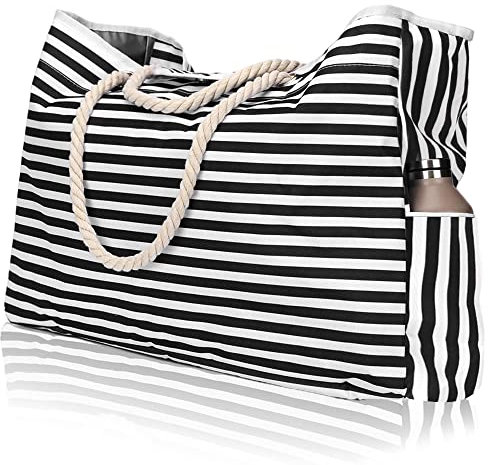 Vomgomfom Extra Große Strandtasche XXL Familie, Badetasche xxl Familie Wasserdicht mit Nasstasche und Flaschenöffner, Beach Bag, Sommertaschen Damen für Strand Pool Fitnessstudio Reisen