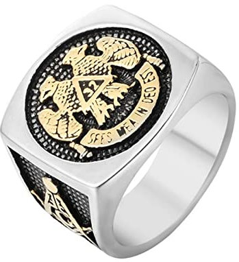 Klassischer Templer Freimaurer Männlicher Ring Persönlichkeit Retro Freimaurer Adler Herren Titan Stahl Ring Schmuck Geschenk