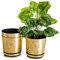 KORAD Ensemble de 3 Pots avec Soucoupe d'un diamètre de 26 cm, Motif 012 - Vieil Or ; Glamour ; Moderne, Haute Brillance, Style Classique, Rustique, loft, pour Plantes, Herbes.