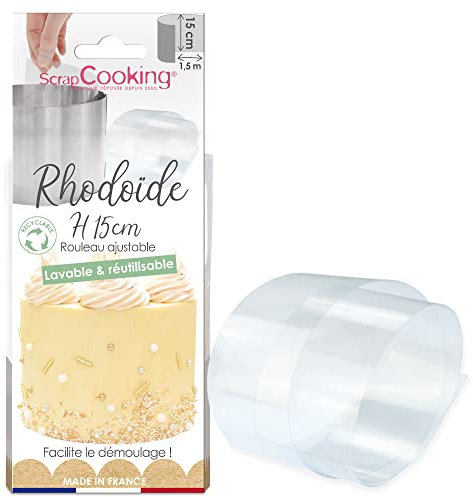 ScrapCooking - Ruban de Rhodoïde H 15 cm x 1,5m - Rouleau Rhodoid Pâtissier Transparent - Pour Gâteaux, Entremets, Mousses, Cheesecakes - Feuille Accessoire Pâtisserie - Fabriqué en France - 9426