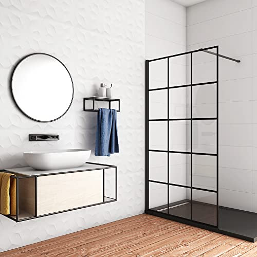 Aica Sanitär 80x200cm Walk in Duschwand 8mm Glas Dusche Duschabtrennung Schwarz