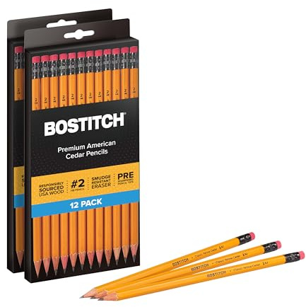 Bostitch Office Premium #2 Pencils, American Cedar Wood, Pre-Sharpened, HB Graphite, 24-Pack (BACP12Y-2PK)