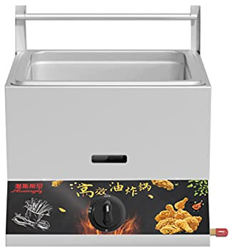 Friggitrice a Gas Grande capacità 11/22 L, Friggitrice GPL in Acciaio Inox per Uso Domestico e Commerciale, Potenza di Fuoco Regolabile, con Cestelli E Coperchi, per Patatine Ciambelle Pesce, Easy C