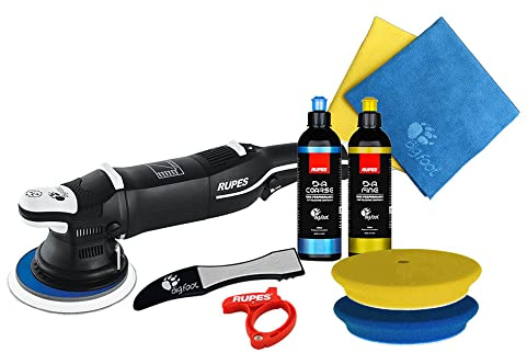 RUPES LHR21 Mark III Puffer-Polierer für Auto-Details, Exzenterreiniger, Auto-Reinigungswerkzeug zum Waschen, Bürste & Schaumstoff-Pad, Kabelklemme, Handtücher & Verbindung (Starter-Kit)