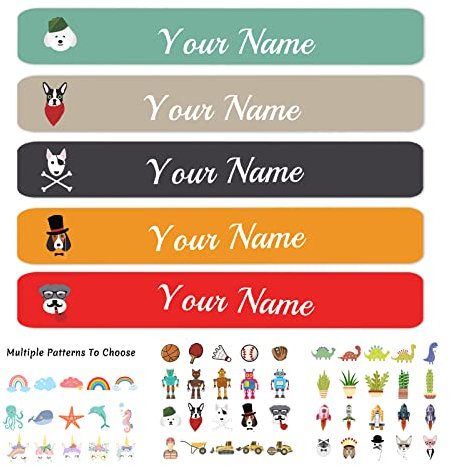 100 etiquetas personalizadas para suministros escolares, etiquetas de nombre personalizadas para niños, etiquetas de lápiz impermeables para botellas de agua, loncheras, juguetes, papelería escolar
