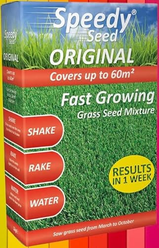 rightclick Premium Quality 1Kg Grass Seeds- Covers 60 Sqm Speedy Seed-Quick Lawn Spots Repair-Lawn Seeds Fast Growing for New Lawn Or Overseed Existing Lawn-Speedy Seed Grass Seed Results in 1 Week.