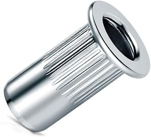 M10 Dadi per rivetti ciechi, corpo tondo scanalato con testa bombata Inserto filettato aperto, 8mm Nutsert, Rivsert zigrinato in acciaio zincato, Rivsert per acciaio, lega, rame, plastica (50 pezzi)