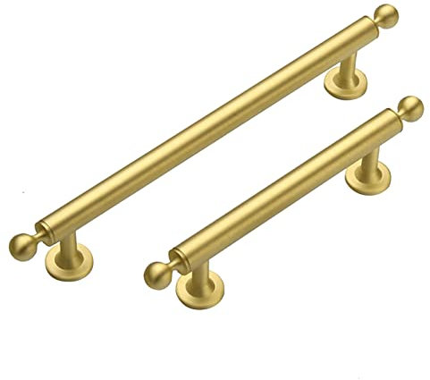 Lframa606 Massiver Messing Schrankgriffe Küchengriffe Vintage Möbelgriff 64mm-320mm Gold Schrank Griffe Chic Schubladen Griffe 2 Stück (160mm/6.3in,Gold)