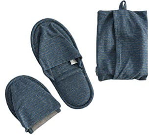 SERUMY Viaggia con Pantofola Portatile con Borsa per Lo Stoccaggio Multiplo Usi Hotel Spateding House Home Pantofole per Interni-Deep Blue,40-43