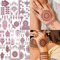 XMASIR 12 Sheets Brown Tattoos Sticker For Women Girls, Waterproof Fake Tattoo Temporary Tattoo Kits, Lotus Mandala Flower Temporary Tattoos Neck Chest Arm