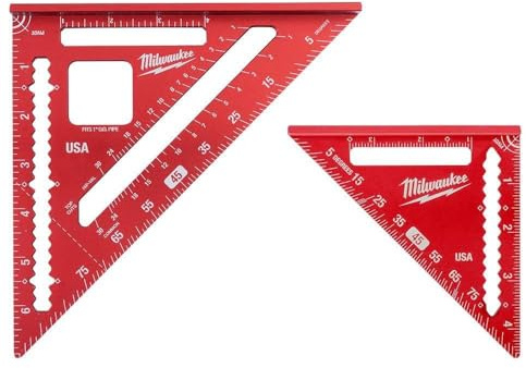 Milwaukee 17,8 cm Sparrenviereck und 11,4 cm Zierleistenvierkant, leicht ablesbar, Aluminiumrahmen mit Präzisionskerben, 11,4 x 17,8 cm