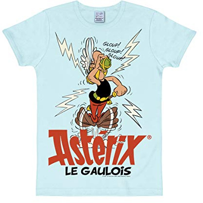 Logoshirt® Asterix le Gaulois I Zaubertrank I Slimfit T-Shirt Print I Damen & Herren I kurzärmlig I hellblau I Lizenziertes Originaldesign I Größe XS