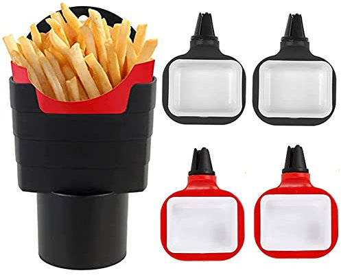 5 Stück Saucenhalter Auto Clip-Set,Pommes-Frites-Becherhalter Auto Saucenhalter Auto Pommes Halter Dip- und Saucenhalter-Clip-Set