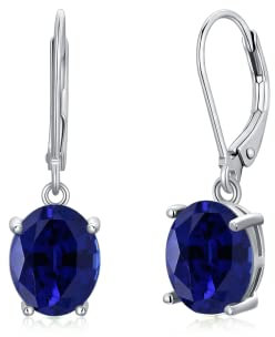 Saphir Ohrringe Sterling Silber 925 hängend Creolen Baumeln Damen mit 5A Zirkonia Oval Geburtsstein September für Frauen Geburtstags Schmuck Geschenk für Sie