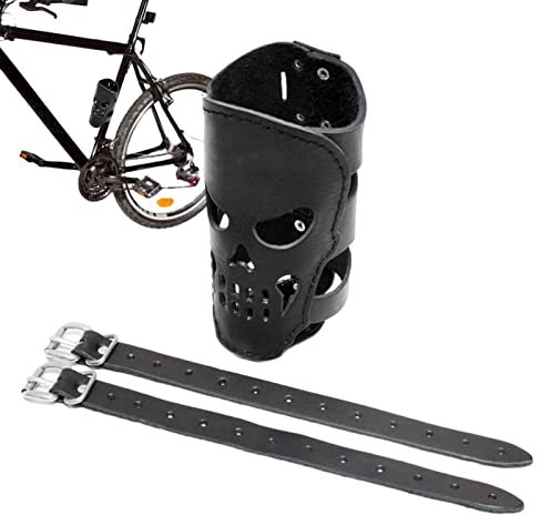 ulapithi Getränkehalter Fahrrad, Fahrrad-Flaschenhalter aus PU-Leder für Motorräder, Einfache Installation Lenkergetränkehalter mit 2 Riemen für Cruiser, Fahrrad, Rollstuhl, Motorrad
