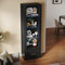 SUNXURY Vitrine Wohnzimmervitrine Vitrinenschrank Standvitrine Stauraumvitrine Glasvitrine Schwarz Wohnzimmerschran 550 x 350 x 1720 mm mit Blauer LED Beleuchtung