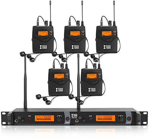 LBMED Wireless In Ear Monitor System, Wireless IEM System Earphone Headphone with UHF FM and 100m Transmission Distance, Anti Drop Frequency, for Stage, Band, Recording Studio, Musicians