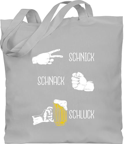 Baumwolltasche - & Alkohol Herren - Schnick Schnack Schluck I Saufen I Schere Stein Papier I JGA Trinksprüche Malle I Biergeschenke lustig I Alkoholliebe I Party I Trink Spruch - Unisize - Hellgrau