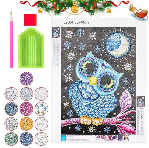 SPERMUOY Diamond Painting Set,30x40cm 5D Diamond Painting Eulen für erwachsene und Jugendliche,DIY Diamond Painting Eulen Set für Anfänger,diamant painting bilder Crystal Art für Home Wand Deko