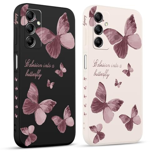 Pnakqil 2 stück Handyhülle für Samsung Galaxy A14 5G 6,8, Hülle Blitz Schmetterling Bemaltes Muster süß Ästhetik Schön Mädchen Kameraschutz Stoßfeste Case Silikon Schutzhülle Tasche