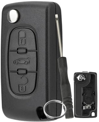 Coque de clé pliable à 3 boutons pour Peugeot 107 207 Citroën C2 C3 C4 Peugeot Citroën avec tournevis et anneau porte-clés HU83 lames CE0536
