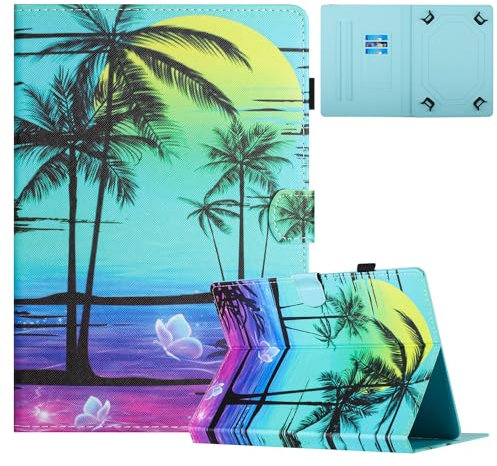 TEDTIKJT Coque pour Universel 7 Pouces Housse Tablette Cover Cuir Etui de Protection Cover Portefeuille avec Support Fonction Case pour Universel 7 Coque, Cocotier