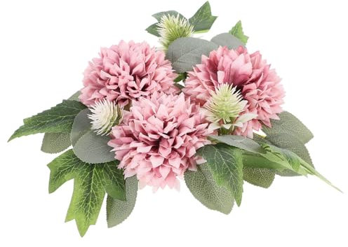 Luxshiny Blumenkugel-Kerzenhalter Hochzeitsdekoration Wohnkultur kleine Rosenkränze -Teelichtring Anlage Pflanzen Kerzenringe Kränze Hochzeitskranz Haustür schmücken falsches Blatt Leuchter