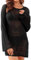 Women's Bathing Suit Bikini Cover Up Long Sleeve Sexy Crochet Dress Summer Beach Coverups Black