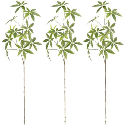 Liuyoyo 33in Artificial Plants Faux Stems Artificial Branches for Vase 3pcs Umbrella tree leaves Décor Plant Schefflera Arboricola Ornament Decor for Home, Kitchen, Office, Table, Desk Party Wedding