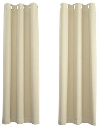 Happy Homewares Cream Eyelet Curtains - 46 x 72 Inch Drop - Elegant Room Darkening Blackout Curtains with Thermal Insulation - 2 Panels for Bedroom or Living Room