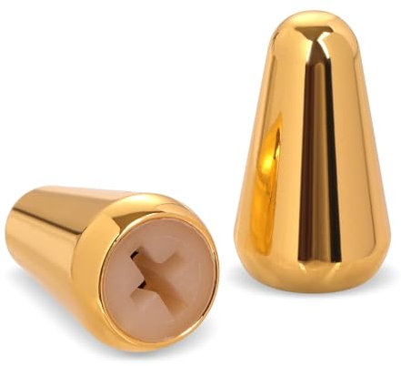 2 Stück Gitarre 5-Wege-Tonabnehmer-Schalter, 3-Wege-Schalterkappen-Schalterknopf Gitarren-Tonabnehmer-Schalterspitze Kompatibel mit Strat Tele (Gold)