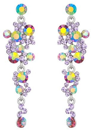 EVER FAITH Pendientes largos para mujer, cristal, boda, fiesta, bohemio, bohemio, flores, araña, Cristal