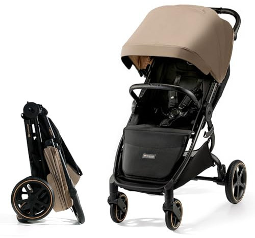 Kinderkraft MITZY Buggy bis 22 kg, Liegebuggy, Kinderwagen, Leicht, Schnell und Einfach Zusammenklappbar, Verstellbare Rückenlehne und Fußstütze, Liegeposition, ideal für Reisen, Beige