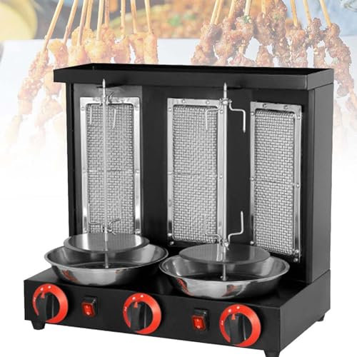 Macchina per barbecue verticale per kebab, senza fumo/elettrico, per barbecue, spiedini, piano di lavoro, per cucina, ristorante, cena, campeggio, colore argento