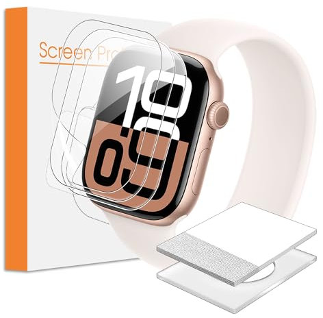 FDHYFGDY 3 Piezas Película Protectora para Apple Watch Series 10 46mm TPU Flexible para Protector de Pantalla Iwatch de 46mm Película de Pantalla Transparente HD Suave sin Burbujas Cobertura Completa