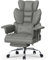 Racingreat Ergonomischer Bürostuhl mit ausziehbarer Fußstütze,Höhenverstellbarer Schreibtischstuhl,Große weiche Rückenlehne，Individuelle Lendenwirbelstütze，Chefsessel aus PU-Leder,Gray