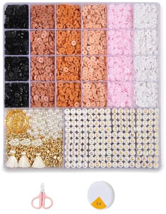 Zktfyshk Bijoux tendance, perles d'argile faites à la main, lettres de bijoux, breloques, fournitures de fabrication de bijoux, perles d'argile, partie de bracelet fait à la main, texture d'argile