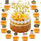 Yesmoyhe Frohes Neues Jahr Kuchen Topper, Frohes neues Jahr 2025 Tortenaufleger, Neues Jahr Cupcake Topper, 2025 Frohes Neujahrsdekorationen, für kuchen Dekorationen Silvester Party Gunst