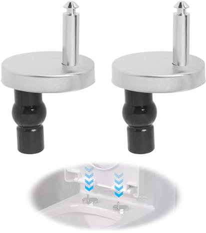 2 Pack Quick Release Toilet Seat Fixings, Upgrade Universal Toilet Seat Hinges Top Fittings Brackets with Screws & Rubber Bolts for Blind Holes, Quick Release Toilet Seat Fixings for WC Toilet Seats