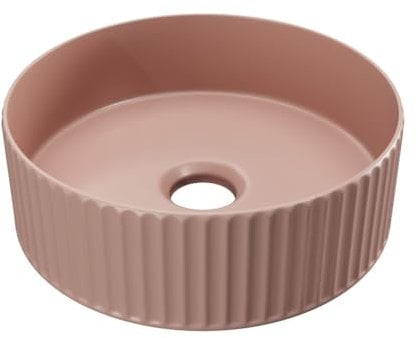 Vente-unique-Lavabo de cerámica redondo - Rosa mate - 36 cm - PEDARA