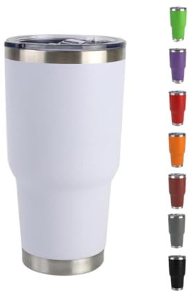 Home Universal ® Termo de Café Acero Inoxidable, Vaso Térmico con Aislamiento, 12h Caliente / 24h Frío, para agua, té caliente y frio (Blanco, 900 ML)