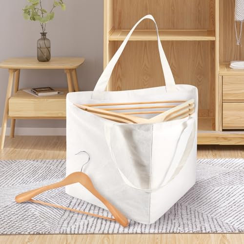PATNFR Bolsa de almacenamiento triangular o cuadrada, lona, organizador de perchas, blanco, cesta de lavandería esquinera, almacenamiento de esquina de armario, plegable, divisor, multifuncional, gran