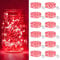 btfarm 12 Pack Red Fairy Lights Battery Operated, 2M 20LED Mini String Lights Battery Powered IP65 Waterproof, 3 Modes Silver Wire Small Fairy Lights Indoor for Valentines Day, New Year's Eve, Party