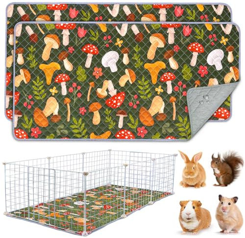 BeBeJoJo 2 Pack Wiederverwendbare Unterlage für Meerschweinchen,Waschbar,Kleintier Matten für Kaninchen,Hamster,Brown,142x70CM