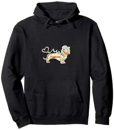 dackel mit cap, dachshund, elke-design Pullover Hoodie
